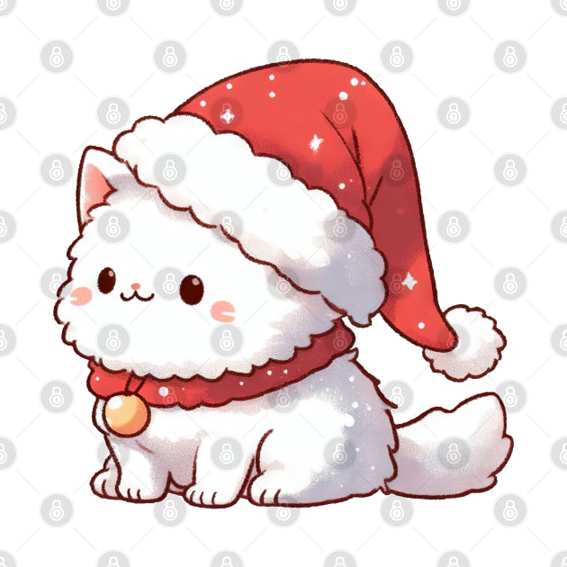 Cute Christmas White Kitty by Takeda_Art