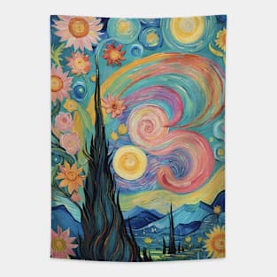 Starry Night Dreamscape: Van Gogh-Inspired Landscape Tapestry