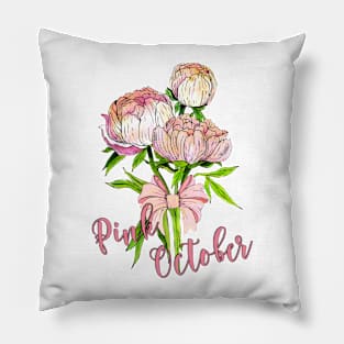 Pink Peony Flowers Pillow