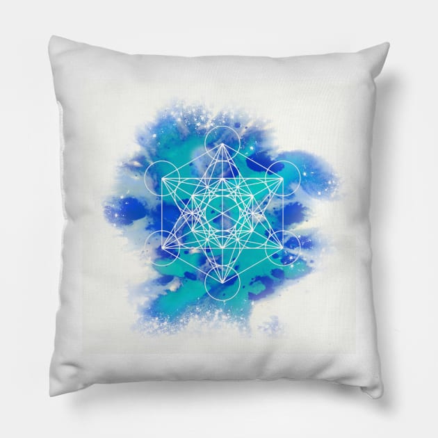 Metatron Blue Pillow by GalartCreations