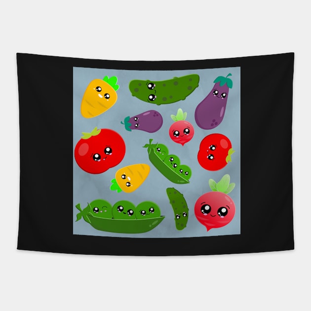 Cute Veg Pattern Tapestry by PlusAdore