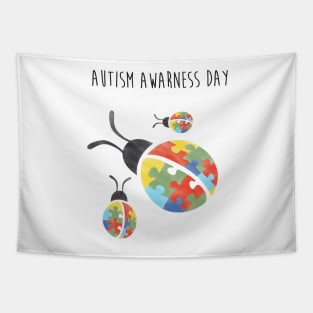 Autism Awareness Day Puzzle Ladybugs Tapestry