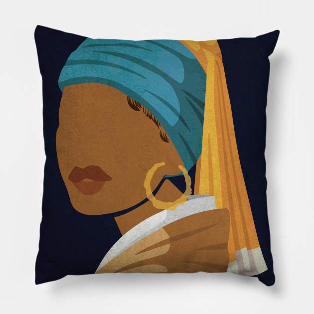 Girl with the Bamboo Earring Pillow by DomoINK