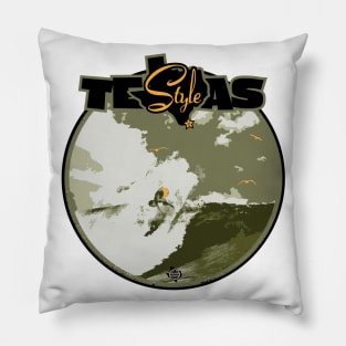 Texas-Style Surfer in neutral green colors Pillow