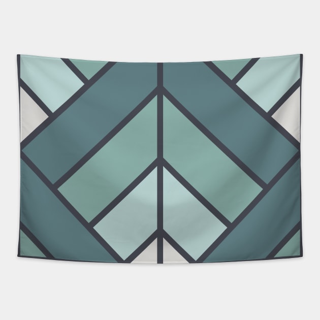 Geometric Pattern: Art Deco Diamond: Seafoam Tapestry by Red Wolf