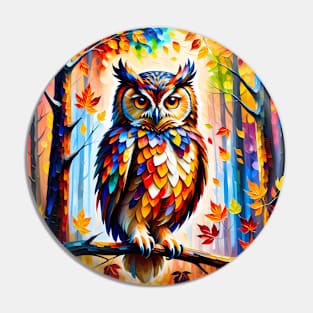 Owl in forest illustrated artwork Pin