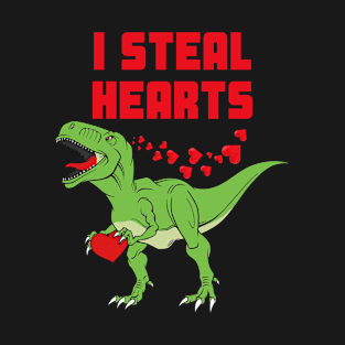 I Steal Hearts Trex Dino kids Boy Funny Valentines day Toddler T-Shirt