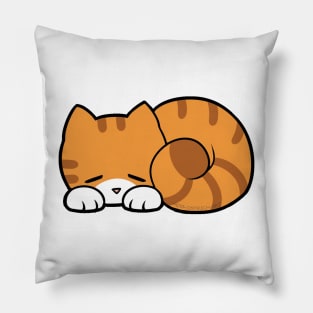 Sleepy Cat - Orange & White Pillow