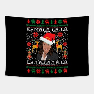 Kamala Harris Ugly Christmas Sweater, Holiday Sweatshirt, Kamala-la-la Tapestry