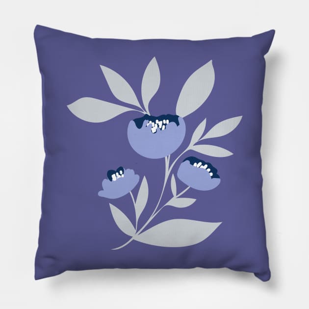 Periwinkle blue peony flower Pillow by Jennifer Ladd