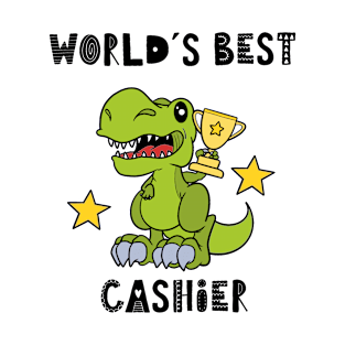 World's Best Cashier, Funny Cashier, Dinosaur, T Rex, Tyrannosaurus, T-Shirt