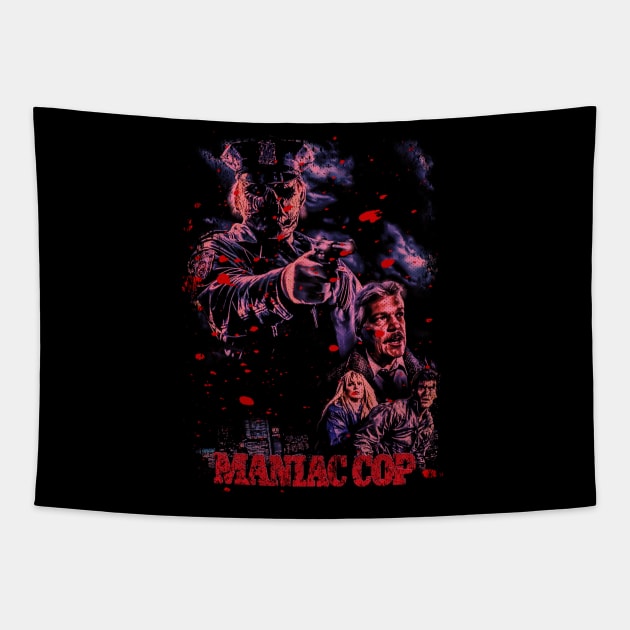 Beware The Maniac Cop Classic Horror Movie Tee Tapestry by alex77alves