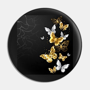 Gold and White Butterflies Pin