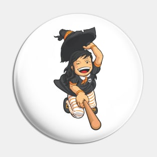 Cheerful Halloween Witch Pin