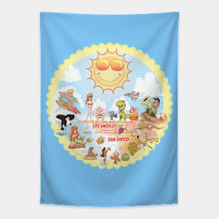 California Beach Paradise Tapestry