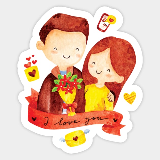 Cute couple - Romantic Couple - Sticker | TeePublic