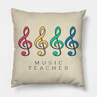 Music Teacher Colorful Treble Clef Pillow