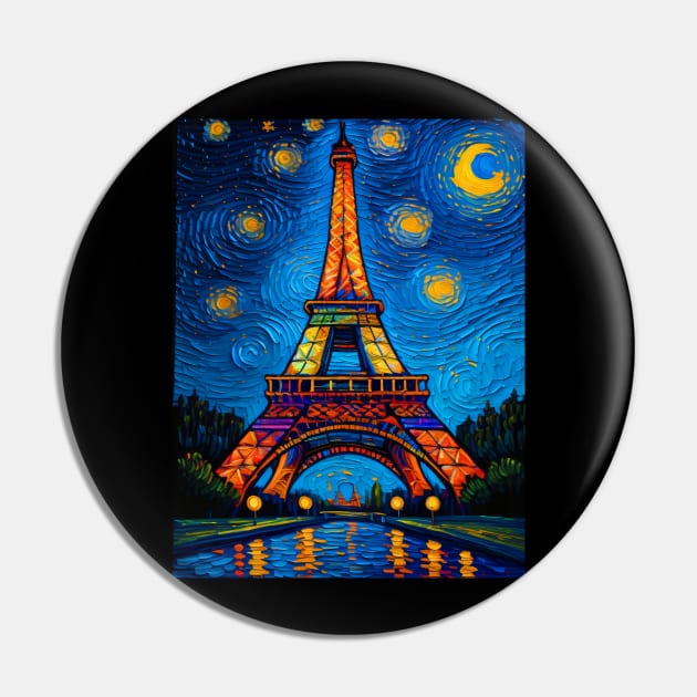 Eiffel Tower in Starry Night Pin by FUN GOGH