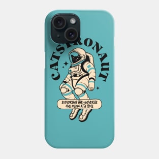 Astronaut Black Cat in blue Phone Case