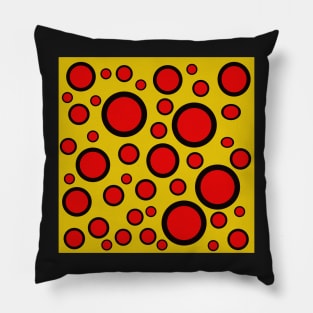 yellow red and black polka dot design Pillow