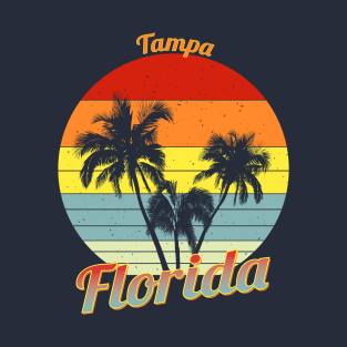 Tampa Florida Retro Tropical Palm Trees Vacation T-Shirt