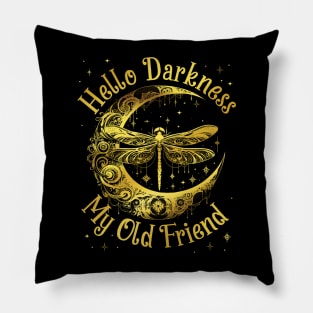 Crescent Moon Dragonfly Hello Darkness My Old Friend Pillow