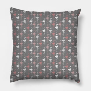 Seamless patterns with flamingos on grey background Pillow