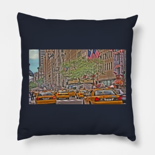 Cabs stream past TGI Fridays on 5th Ave Pillow