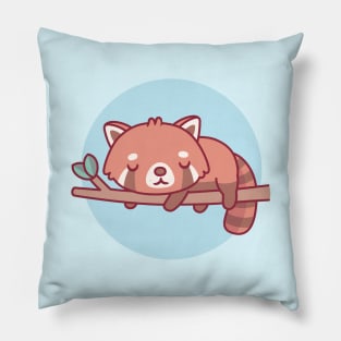 Cute Red Panda Sleeping On Tree Branch Pillow