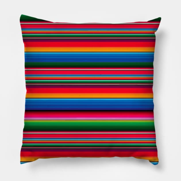 Red serape saltillo mexican vibrant color blanket Pillow by T-Mex