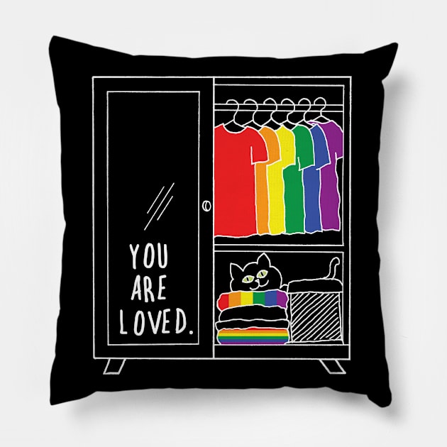 You are loved lgbtq closet cat Pillow by bittergodart