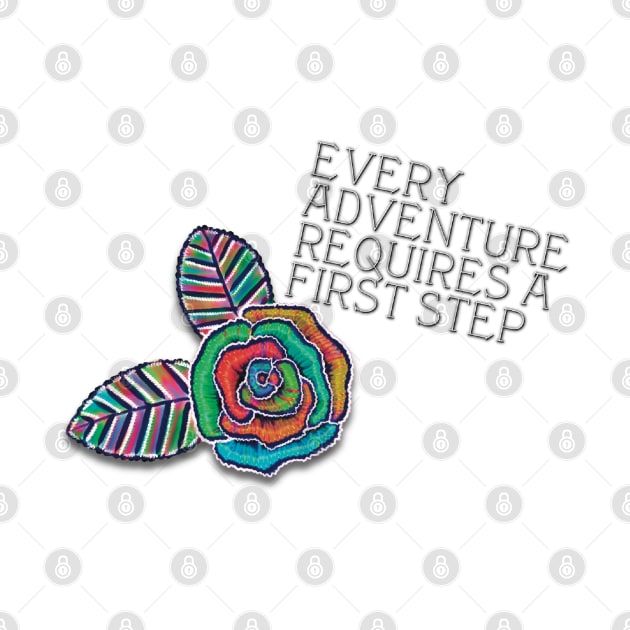 Every Adventure Requires a First Step, Motivational Quote, Alice in Wonderland by cherdoodles