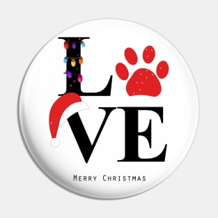 Love text with paw print and colorful light bulb.merry christmas Pin