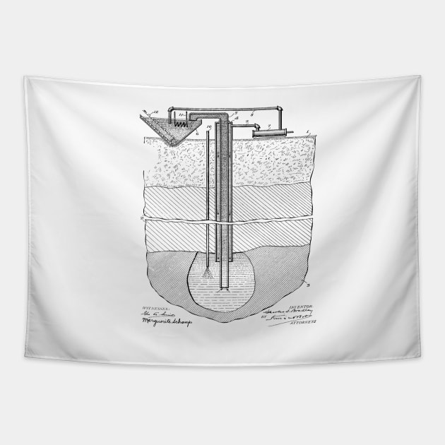 Method for Mining Salt Vintage Patent Hand Drawing Tapestry by TheYoungDesigns