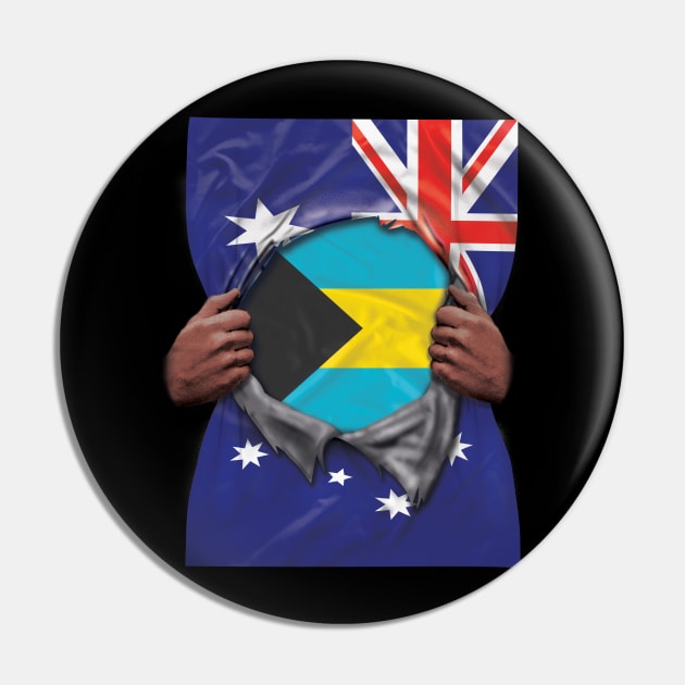 Bahamas Flag Australian Flag Ripped - Gift for Bahamian From Bahamas Pin by Country Flags