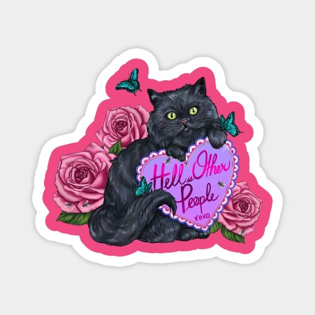 Hell is Other People Cat Magnet by jennyalamode