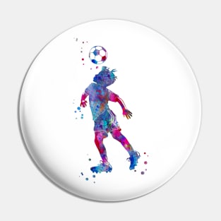Soccer Player Little Boy Heading the Ball Pin