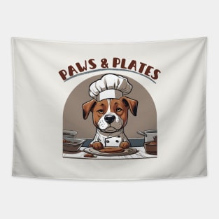 Paws & Plates - Cute Dog Chef Kitchen Apron Tapestry