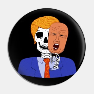 Halloween Skeleton with Scary Trump Mask Pin
