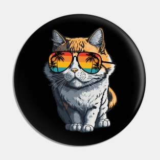 Cool Feline in Shades: Whiskered Purrfection for Cat Miaw Lovers Pin