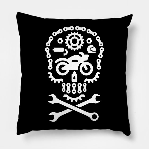 Dia de los Muertos Sugar skull cruiser bike biker motorcycle Halloween Motocross Pillow by LaundryFactory