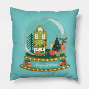 Merry Christmas Snow Globe Pillow