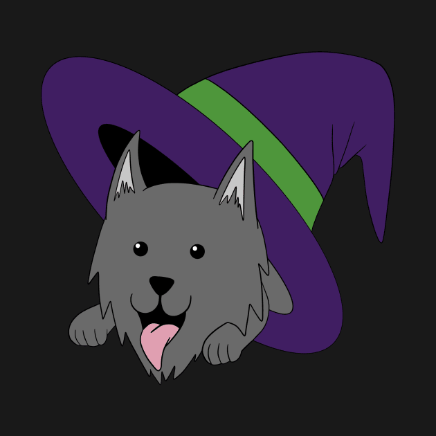 Wolf in Witch’s Hat - Gray by RA Art