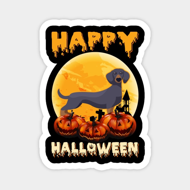 Dachshund Dog Scary Moon Halloween Costume Magnet by foxmqpo