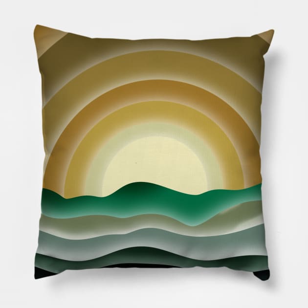 Gold and Green Delight Pillow by Blodyn-Yr-Haul