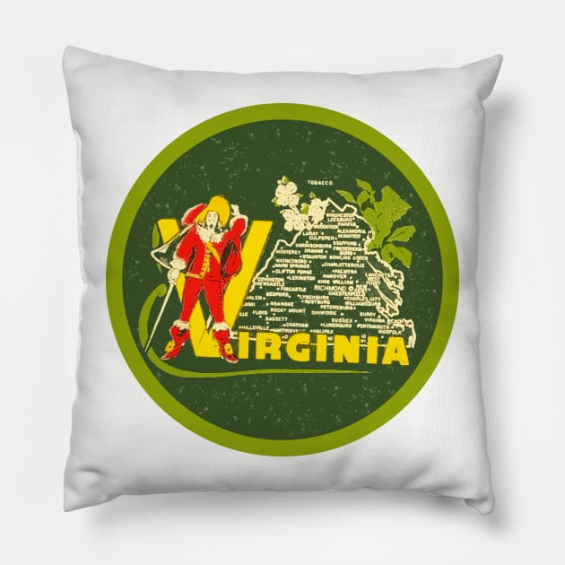 Virginia Vintage Travel Decal Pillow by zsonn