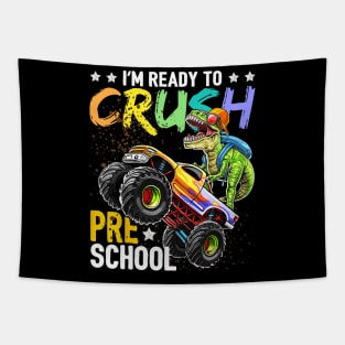Crush Preschool Dinosaur Monster Truck Back to School Tapestry