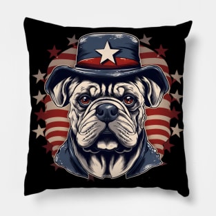 Bulldog 4th of July Pillow