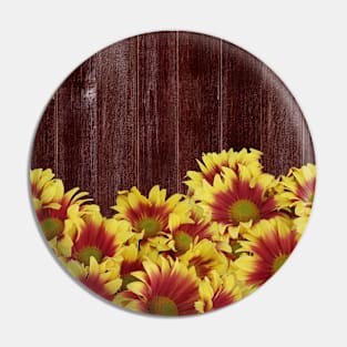 Autumn Sunflowers on Rustic Wooden Fence Pin