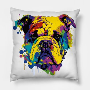 Colorful bulldog face art Pillow